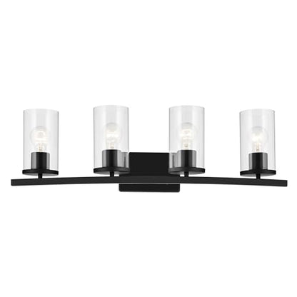Kichler Crosby 4-Light Bathroom Vanity Light, Black - color: Black, size: 4 Light, style: Clear Glass