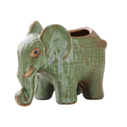Cute Animal Elephant Shaped Ceramic Succulent Cactus Air Plant Flower Pots Planters-Plant Not Included (6.7 Inch) - size: 6.7 Inch