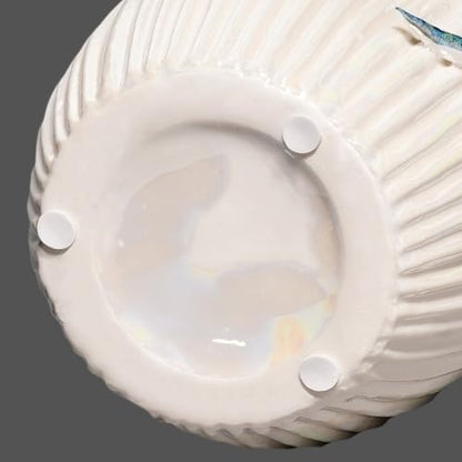 White Flower Vase, Boho Ceramic Vase for Living Room, 9 Inch - color: White and Dark Blue, size: 9 inch