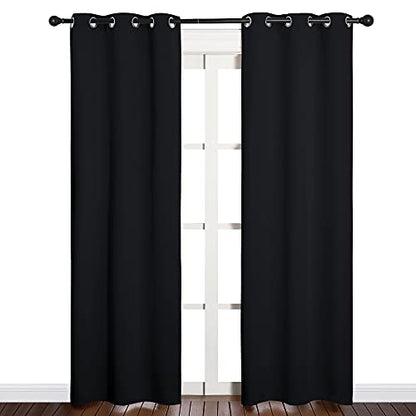 NICETOWN Black Blackout Curtains for Cafe 34" Wide x 84" Long 2 Panels - color: Black, size: 34"W x 84"L (Pack of 2)