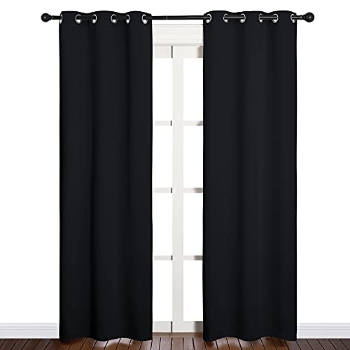 NICETOWN Black Blackout Curtains for Cafe 34" Wide x 84" Long 2 Panels - color: Black, size: 34"W x 84"L (Pack of 2)