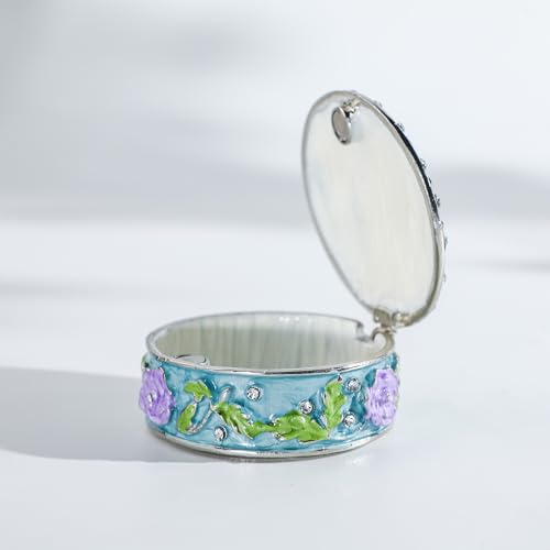 YU FENG 2.1 Inch Vintage Round Trinket Box Hinged Jewelry Ring Holder - style: Round