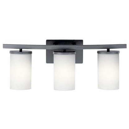 Kichler Crosby 3-Light Bathroom Vanity Light, Black - color: Black, size: 3 Light, style: Satin Etched Cased Opal Glass
