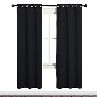 NICETOWN Black Blackout Curtains for Bathroom 34" Wide x 72" Long 2 Panels - color: Black, size: 34"W x 72"L (Pack of 2)