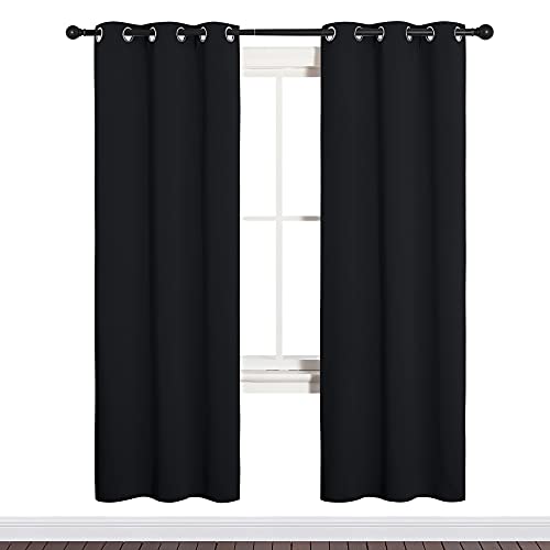 NICETOWN Black Blackout Curtains for Bathroom 34" Wide x 72" Long 2 Panels - color: Black, size: 34"W x 72"L (Pack of 2)