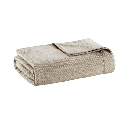 Madison Park 100% Egyptian Cotton Summer Blanket Full Queen Size Khaki - color: Khaki, size: Full/Queen