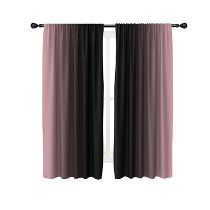 Black Pink Curtains, Ombre, 2 Panels, 42" W x 63" L, Rod Pocket - color: New Pink, size: 42"W x 63"L (Pack of 2)