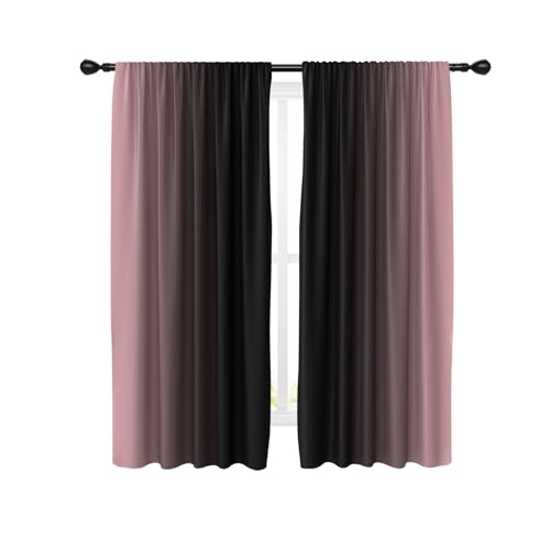 Black Pink Curtains, Ombre, 2 Panels, 42" W x 63" L, Rod Pocket - color: New Pink, size: 42"W x 63"L (Pack of 2)