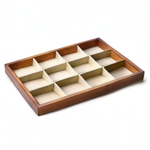 Oirlv Solid Wood Jewelry Tray,Jewelry Drawer Organizer,12 Grid - color: Creamy-white 12 grid tray