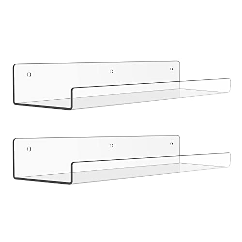 upsimples 2 Pcs 15" Acrylic Shelves for Wall Display and Storage, Clear - color: Clear