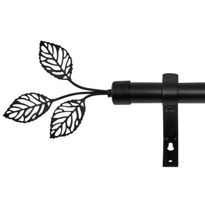 RYB HOME Black Curtain Rod, 1 Inch Adjustable Small Heavy Duty Leaf Finial - color: Matt Black, size: 28-48"
