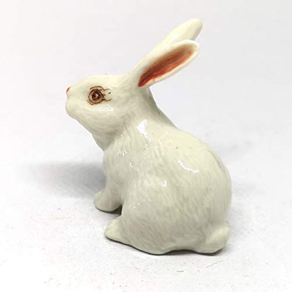 Handmade Ceramic White Rabbit Figurine, Easter and Shelf Decor