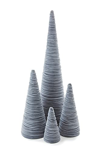 Your Heart's Content Velvet Trees Set of 4 Gray, Winter Wedding Centerpiece, Valentine Tabletop, Neutral Mantle Accent, Artisan Cozy Gift for, Seasonal Entryway, Made in USA (Gray) - color: Gray