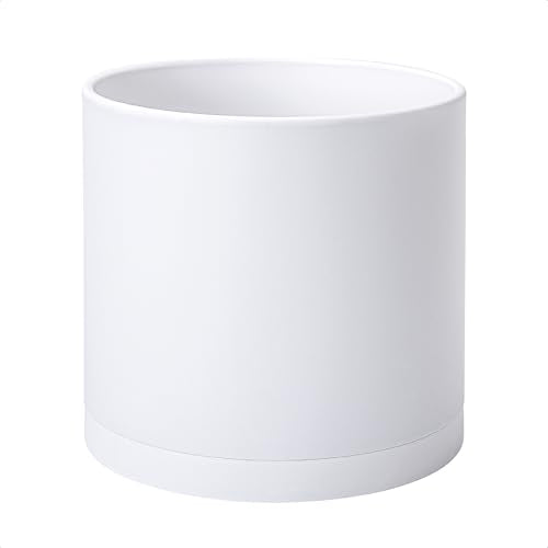 D'vine Dev Plastic Planter Pot with Saucer, 12 in, White, 74-X-A-3 - color: Matte White, size: 12 Inch