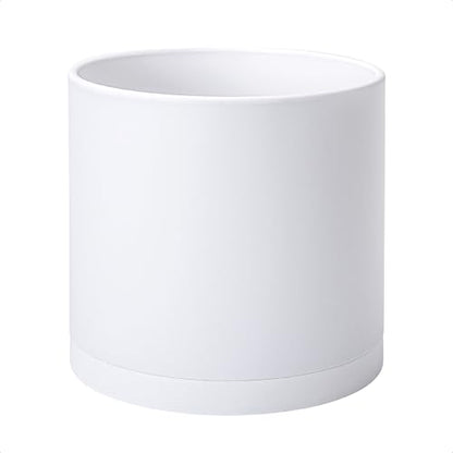 D'vine Dev Plastic Planter Pot with Saucer, 12 in, White, 74-X-A-3 - color: Matte White, size: 12"