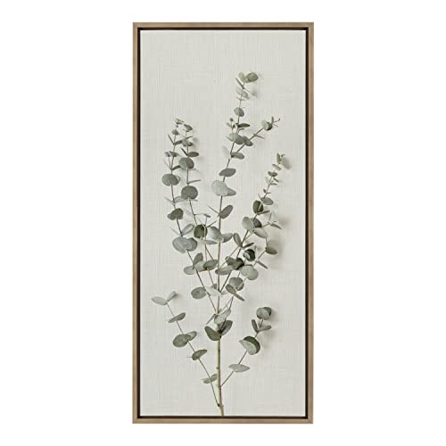 Kate and Laurel Sylvie Eucalyptus Botanical I Framed Canvas Wall Art by The Creative Bunch Studio; 18x40 Panel Gold; Decorative Plant Art - color: Gold