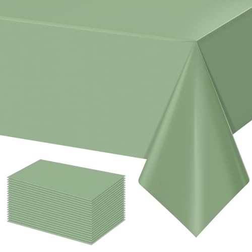 24 Pack Sage Green Tablecloths Light Green Plastic Disposable Tablecloth Sage Rectangle Tables Cover for Birthday Bridal Wedding Baby Shower Party Decorations, 54 X 108Inch - color: Sage Green, size: 24 Pack