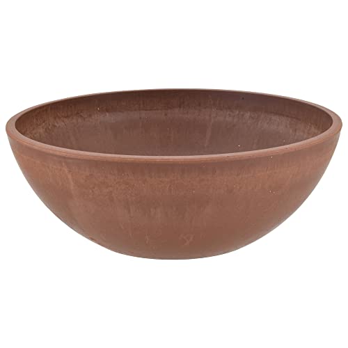 PSW Pot Collection M25TC 10-inch Plastic/Stone/Wood Composite Low Bowl Planter – No Drainage Hole (Drillable), Shallow Indoor/Outer Pot for Succulents, Bonsai, Fairy Gardens, Herbs, Terra Cotta Color - color: Terra Cotta, size: 10 Inch