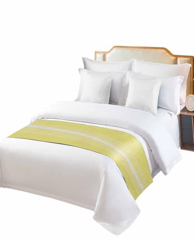 Yellow Beige Striped Bed Runner for Twin Size, Farmhouse Hotel Bed Scarf, Modern Farmhouse Retro Lines Decorative Beds Throws of Foot Bedding Runners & Scarves for Bedroom Wedding Room, 71 x 20 Inch - color: Yellow Beige, size: 71 x 20 Inch