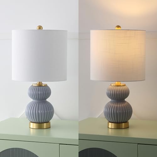 JONATHAN Y Daphne Ribbed Gourd Metal/Glass Table Lamp 20", Gray - color: Gray