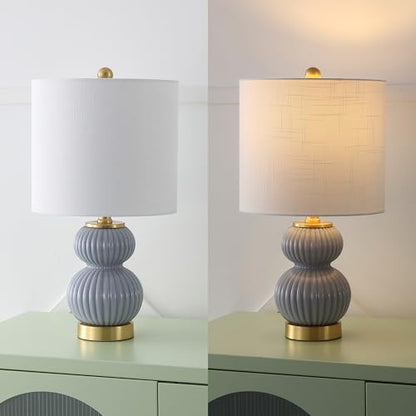 JONATHAN Y Daphne Ribbed Gourd Metal/Glass Table Lamp 20", Gray - color: Gray