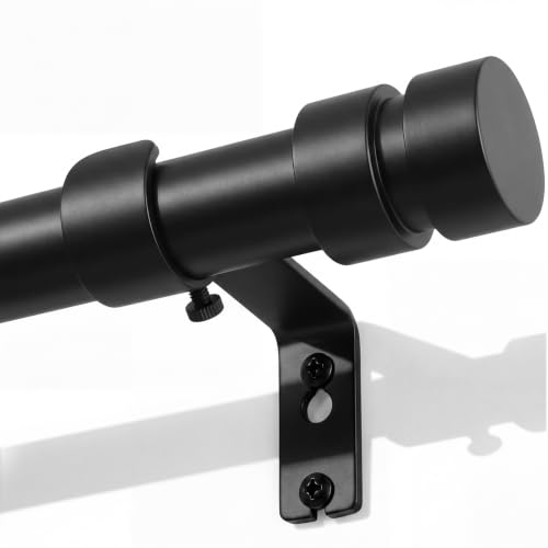 Black Curtain Rods for Windows 66 to 120 Inches, 1 Inch Heavy Duty Decorative Window Rod with Modern Sleek Finials, Adjustable Curtain Rod Set for Bedroom Living Room Patio - color: Black, size: 28"-120"