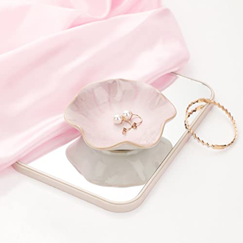 Jewelry Dish Tray Ring Holder Ceramic Trinket Tray Ring Dish Small Key Bowl - color: Pink, size: 4.3 inches