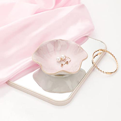 Jewelry Dish Tray Ring Holder Ceramic Trinket Tray Ring Dish Small Key Bowl - color: Pink, size: 4.3 inches