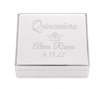 Cherished Moments Personalized Quinceañera Classic Rectangle Jewelry Box - color: Rectangle Quinceanera