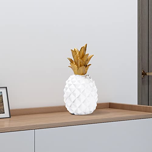 Resin Pineapple Statue, White Modern Luxury Tabletop Decor, 7.8in (H) - color: White