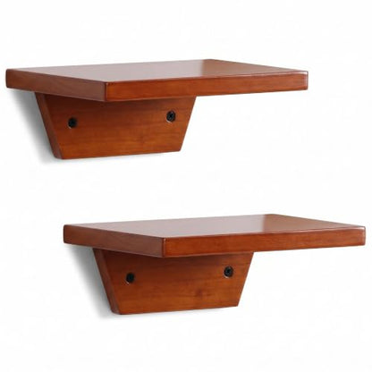 Small Wall Shelves,Speaker Shelf,Floating Shelf Trapezoid for Wifi Router - color: Light Walnut, size: Set of 2