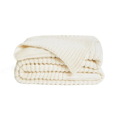 UnHide Melange Knit Blanket, Textured and Ultra-Soft Wool Throw Blanket - color: Snow White, size: Melange Wool (60" x 80")