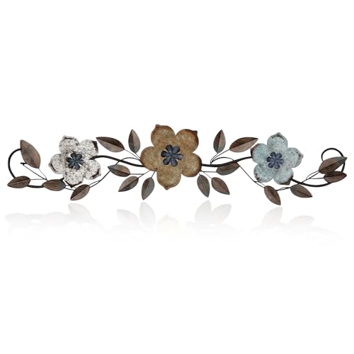 Wesiti Metal Flower Wall Art Decor Vintage Wrought Scroll, Colorful - color: Colorful