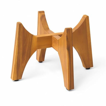 KUTE NEST 11.5" H x 17.9" W Acacia Solid Wood Plant Stand - Golden Teak - color: Golden Teak, size: Low - Medium - 11.5"H x 17.9"W