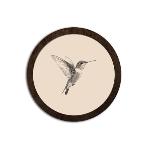 CFFJLHN Vintage Spring Hummingbird Bird Wall Art Decor, Neutral Sketch Minimalist Farmhouse Bird Round Hanging Wall Decor for Home Bedroom Living Room Bathroom, 10x10 Inch - color: Bird-1