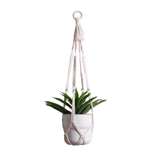 Artilady Macrame Plant Hanger, Hanging Planter for Indoor Plants Holder - color: White F