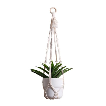 Artilady Macrame Plant Hanger, Hanging Planter for Indoor Plants Holder - color: White F