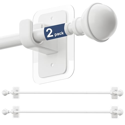 ENJOYBASICS 2 Pack 28-60" No Drill Curtain Rods, Renter Friendly, White - color: White, size: 27-65"