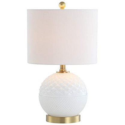 JONATHAN Y Julienne Hobnail Glass/Metal Table Lamp 20.5", White/Brass Gold
