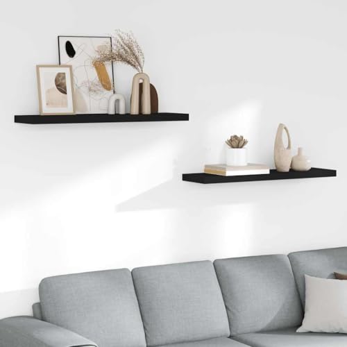 Floating Wall Shelves Set of 2, 35.4L×9.3W×1.5H Matte Black MDF Honeycomb Floating Shelves for Wall, 22 lbs Load Book Shelf for Living Room Bedroom Office - color: Black, size: 9.3 x 35.4 x 1.5 in