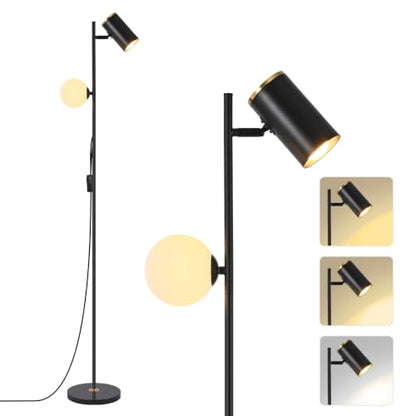 Modern Reading Floor Lamp with 3-Color Dimmable LED, 63" Tall - color: Black