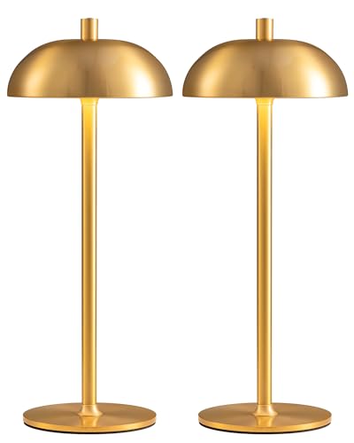 12" Cordless Table Lamps Set of 2, Gold Modern Portable Desk Lamp - color: H12" Gold (2 Pack)