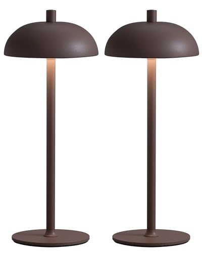 12" Cordless Table Lamps Set of 2, Brown Modern Portable Desk Lamp - color: H12" Brown (2 Pack)