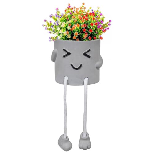 Uguisu 1 Pcs Cute Plant Pot, Small Planter, Succulent Planter, Flower Pot, Office, Room, Shelf, Table Decoration Planter - Squint(Plants not Included) - color: Grey Squint