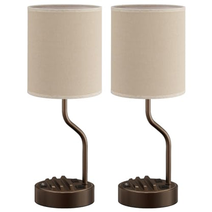 Fenmzee Bedside Lamps for Bedroom Set - 18" Beige Table Lamp for Nightstand - color: Beige & Coffee