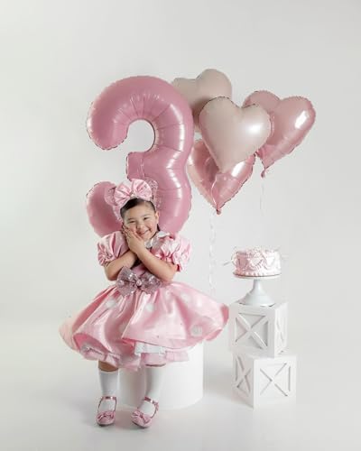 Pink White Heart Foil Balloons,12Pcs 18Inch Heart Shaped Balloons - color: Pink Cream