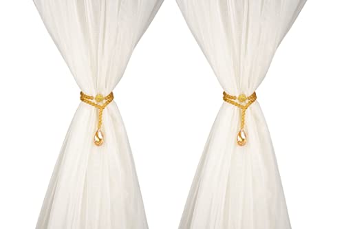 SUQ I OME Luxury Crystal Beaded Magnetic Curtain Tieback, Champagne - color: Champagne