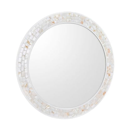 30 Inch Round Wall Mirror with White Frame for Bathroom Bedroom - size: 30"L x 30"W