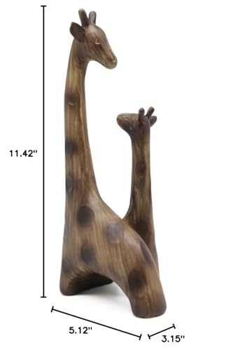 Lukitas Giraffes Statue Decor, Mom-and-Baby Giraffe Sculpture, Resin 11''
