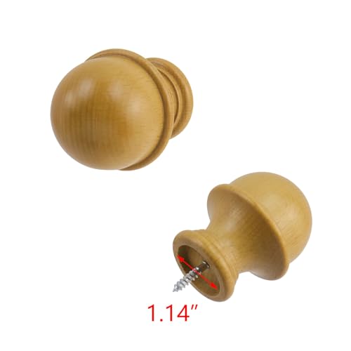 T Tulead Wood Curtain Rod Holders, Curtain Rod Finials, 4PCS - color: Wood-4pcs